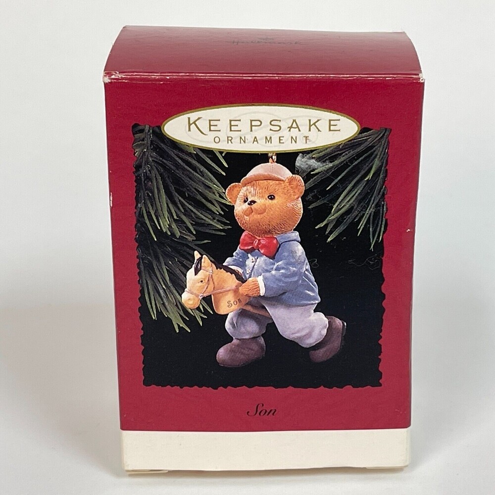 Hallmark Keepsake Son Bear on Play-Horse Christmas Tree Ornament 1996